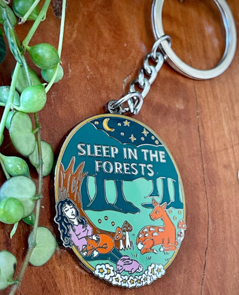 Sleep in the Forests  Enamel Key Ring