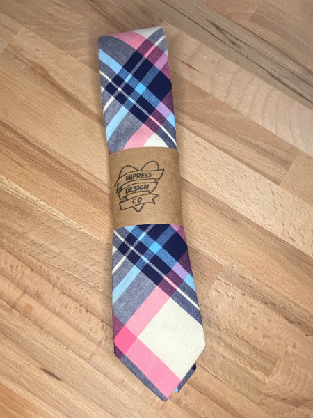 PINK AND BLUES COTTON TIE