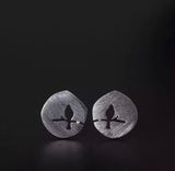 SPARROWS DISC STERLING SILVER STUD EARRING
