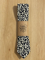 CREAM BLACK SWIRL TIE