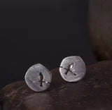 SPARROWS DISC STERLING SILVER STUD EARRING